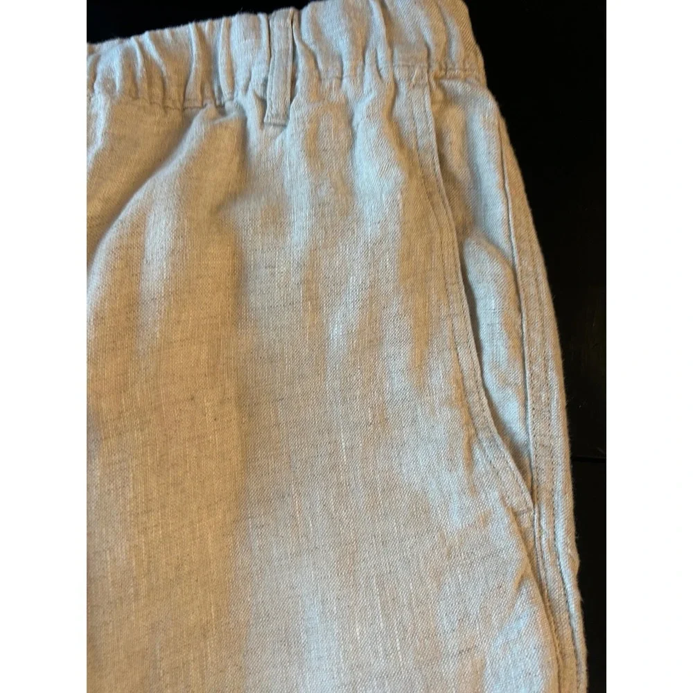 Men's Caribbean isle sands linen pants elastic waist big man 50 x 30 beige